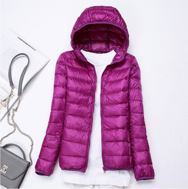 90% Ultra-light Plus Size Thin Down Jacket Women 2020 Autumn Winter Slim Short Hooded Warm White Duck Down Coat Women Outerwear