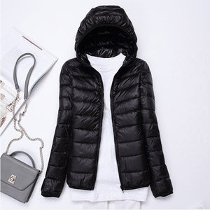 90% Ultra-light Plus Size Thin Down Jacket Women 2020 Autumn Winter Slim Short Hooded Warm White Duck Down Coat Women Outerwear