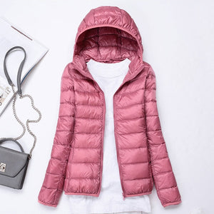 90% Ultra-light Plus Size Thin Down Jacket Women 2020 Autumn Winter Slim Short Hooded Warm White Duck Down Coat Women Outerwear