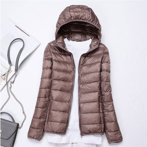 90% Ultra-light Plus Size Thin Down Jacket Women 2020 Autumn Winter Slim Short Hooded Warm White Duck Down Coat Women Outerwear