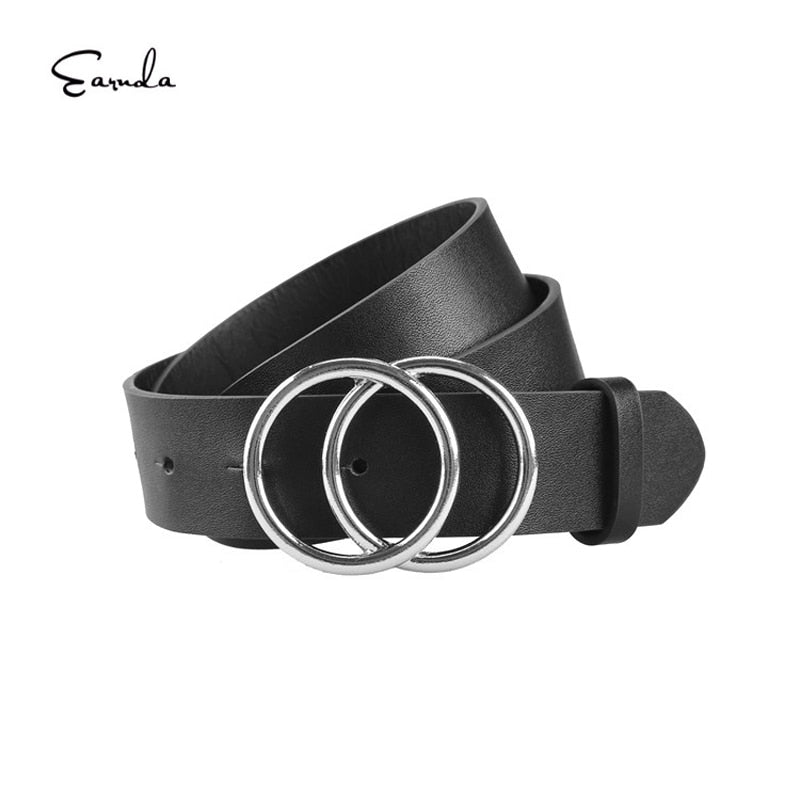 Womens Belts for Dress Fashion Double Buckle Leather Belt Strap Cinturon Mujer for Jeans