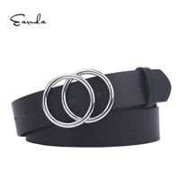 Womens Belts for Dress Fashion Double Buckle Leather Belt Strap Cinturon Mujer for Jeans