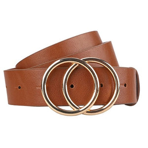 Womens Belts for Dress Fashion Double Buckle Leather Belt Strap Cinturon Mujer for Jeans