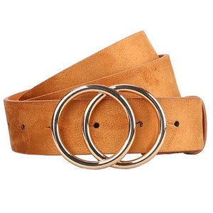 Womens Belts for Dress Fashion Double Buckle Leather Belt Strap Cinturon Mujer for Jeans