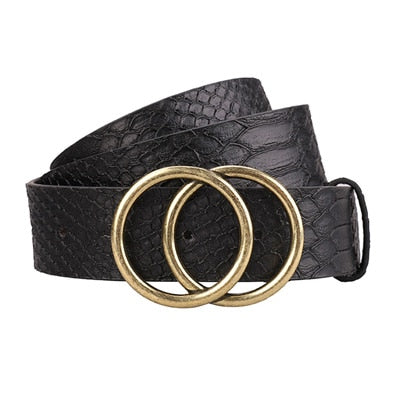 Womens Belts for Dress Fashion Double Buckle Leather Belt Strap Cinturon Mujer for Jeans