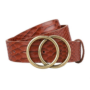 Womens Belts for Dress Fashion Double Buckle Leather Belt Strap Cinturon Mujer for Jeans