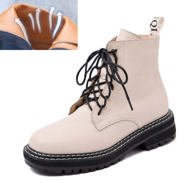 AIYUQI Boots Female women shoes Ankle 2020 New Autumn British Wind Genuine Leather Thick With Short Boots Motorcycle Boots