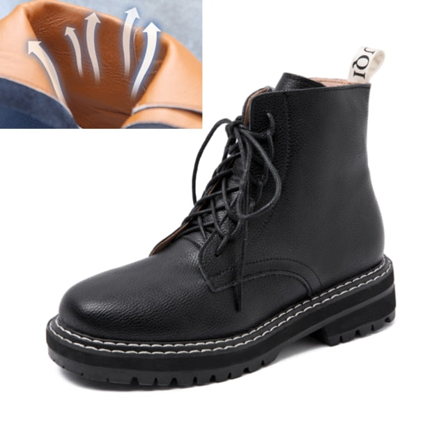 AIYUQI Boots Female women shoes Ankle 2020 New Autumn British Wind Genuine Leather Thick With Short Boots Motorcycle Boots