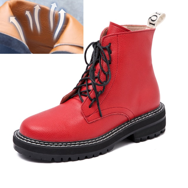 AIYUQI Boots Female women shoes Ankle 2020 New Autumn British Wind Genuine Leather Thick With Short Boots Motorcycle Boots