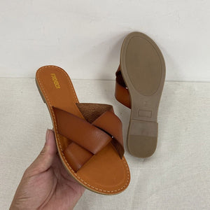 NAN JIU MOUNTAIN Flat Sandals Summer Women's Slippers Leather Comfortable Sole Cross Weave 8 Colors Woman Shoes Solid Color