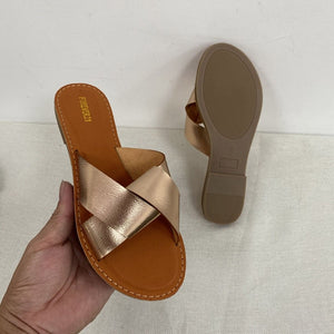 NAN JIU MOUNTAIN Flat Sandals Summer Women's Slippers Leather Comfortable Sole Cross Weave 8 Colors Woman Shoes Solid Color