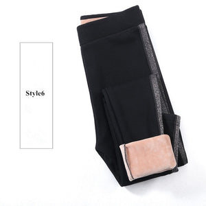 2020 Autumn Winter Cotton Velvet Leggings Women High Waist Side Stripes Sporting Fitness Leggings Pants Warm Thick Leggings