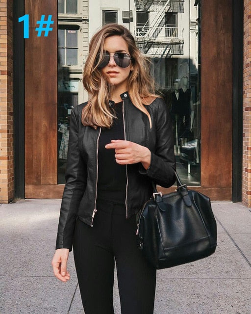 NEDEINS Autumn Jacket Women Coat Jacket PU Leather Outwear Fashion Short Coat Thin Female Jacket Coat 2020