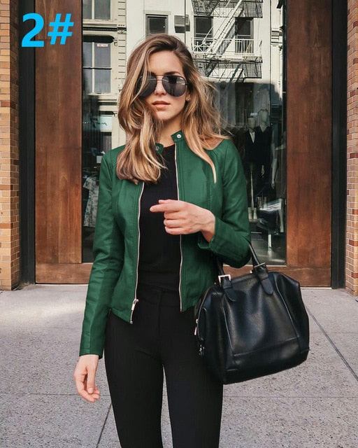 NEDEINS Autumn Jacket Women Coat Jacket PU Leather Outwear Fashion Short Coat Thin Female Jacket Coat 2020