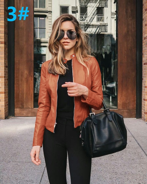 NEDEINS Autumn Jacket Women Coat Jacket PU Leather Outwear Fashion Short Coat Thin Female Jacket Coat 2020