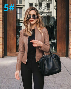 NEDEINS Autumn Jacket Women Coat Jacket PU Leather Outwear Fashion Short Coat Thin Female Jacket Coat 2020