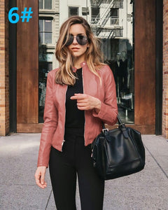 NEDEINS Autumn Jacket Women Coat Jacket PU Leather Outwear Fashion Short Coat Thin Female Jacket Coat 2020