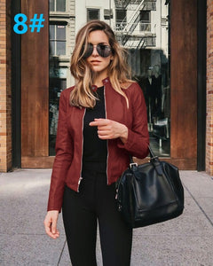 NEDEINS Autumn Jacket Women Coat Jacket PU Leather Outwear Fashion Short Coat Thin Female Jacket Coat 2020
