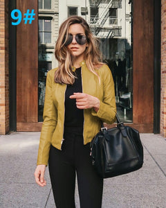 NEDEINS Autumn Jacket Women Coat Jacket PU Leather Outwear Fashion Short Coat Thin Female Jacket Coat 2020