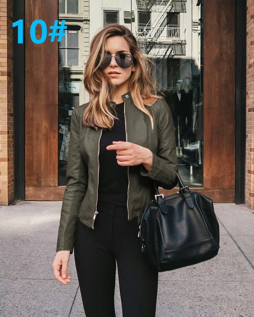 NEDEINS Autumn Jacket Women Coat Jacket PU Leather Outwear Fashion Short Coat Thin Female Jacket Coat 2020