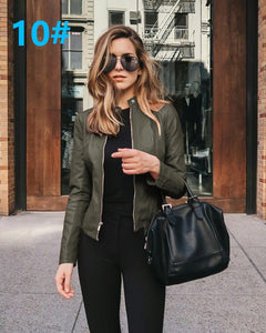 NEDEINS Autumn Jacket Women Coat Jacket PU Leather Outwear Fashion Short Coat Thin Female Jacket Coat 2020