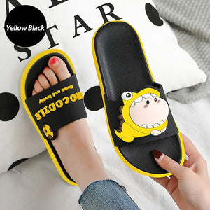Summer Women Cute Animal Floor Flat Shoes Indoor Flip Flops Non-Slip Bathroom Home Slippers Female Beach Shoe