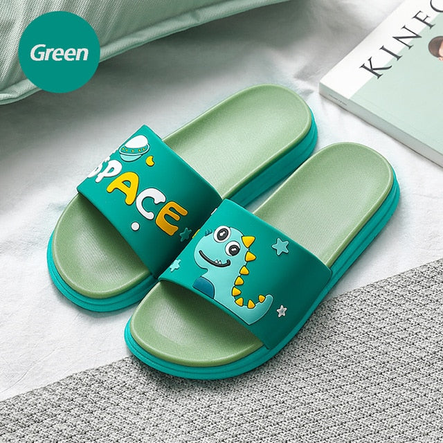 Summer Women Cute Animal Floor Flat Shoes Indoor Flip Flops Non-Slip Bathroom Home Slippers Female Beach Shoe