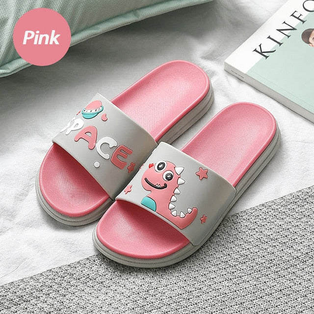 Summer Women Cute Animal Floor Flat Shoes Indoor Flip Flops Non-Slip Bathroom Home Slippers Female Beach Shoe