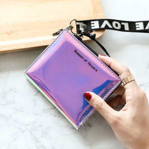 Fashion Small Wallet Women Short Wristlet Thin Purses Ladies Money Bag Korean Female Holographic Wallet 2020 Walet Slim Vallet