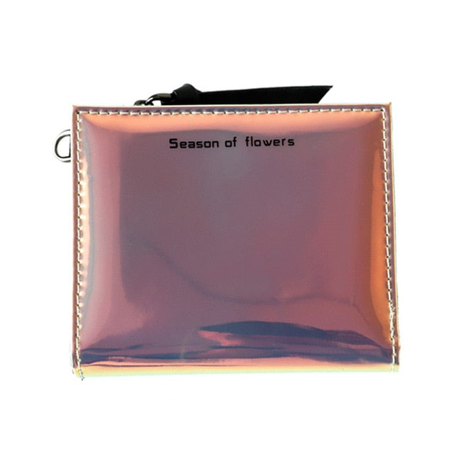 Fashion Small Wallet Women Short Wristlet Thin Purses Ladies Money Bag Korean Female Holographic Wallet 2020 Walet Slim Vallet