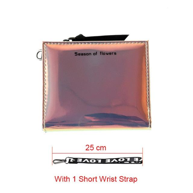 Fashion Small Wallet Women Short Wristlet Thin Purses Ladies Money Bag Korean Female Holographic Wallet 2020 Walet Slim Vallet
