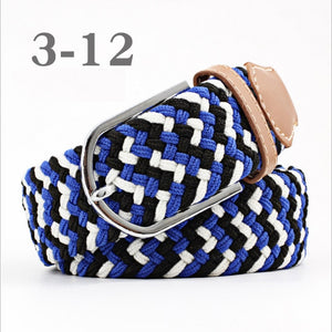 ZLD 60 colors Men Women Casual Knitted pin buckle Belt Woven Canvas Elastic Expandable Braided Stretch Belts Plain Webbing strap