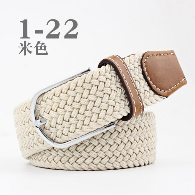 ZLD 60 colors Men Women Casual Knitted pin buckle Belt Woven Canvas Elastic Expandable Braided Stretch Belts Plain Webbing strap