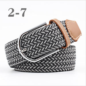 ZLD 60 colors Men Women Casual Knitted pin buckle Belt Woven Canvas Elastic Expandable Braided Stretch Belts Plain Webbing strap