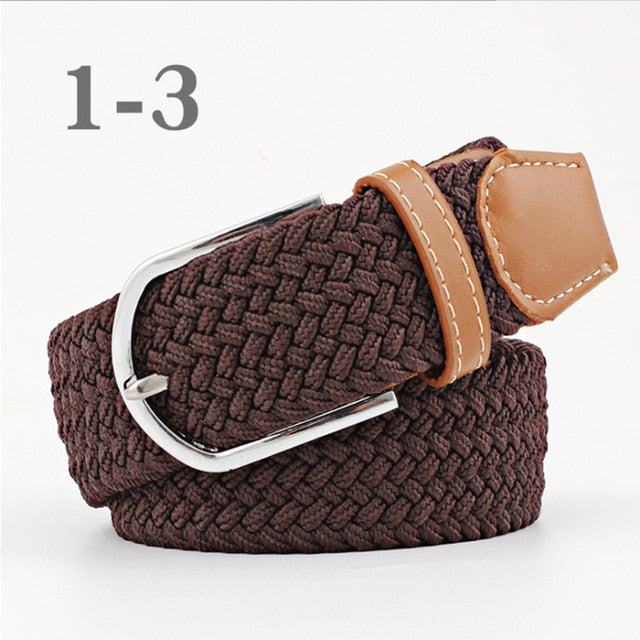 ZLD 60 colors Men Women Casual Knitted pin buckle Belt Woven Canvas Elastic Expandable Braided Stretch Belts Plain Webbing strap