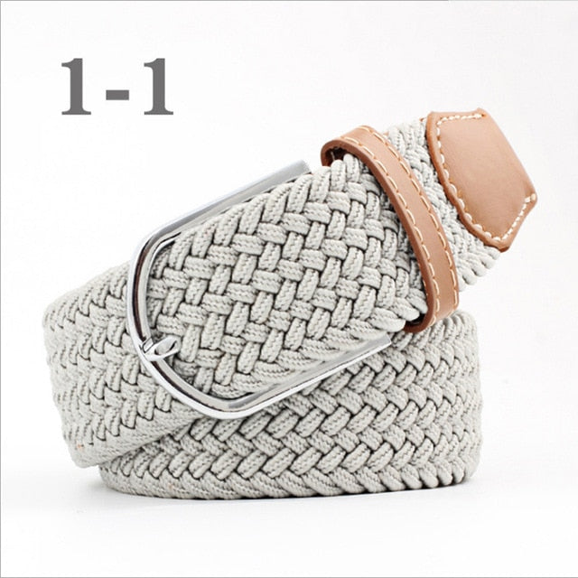 ZLD 60 colors Men Women Casual Knitted pin buckle Belt Woven Canvas Elastic Expandable Braided Stretch Belts Plain Webbing strap