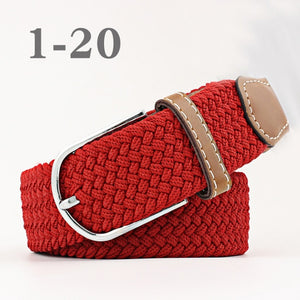 ZLD 60 colors Men Women Casual Knitted pin buckle Belt Woven Canvas Elastic Expandable Braided Stretch Belts Plain Webbing strap