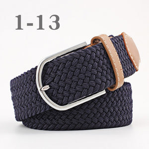 ZLD 60 colors Men Women Casual Knitted pin buckle Belt Woven Canvas Elastic Expandable Braided Stretch Belts Plain Webbing strap