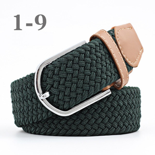ZLD 60 colors Men Women Casual Knitted pin buckle Belt Woven Canvas Elastic Expandable Braided Stretch Belts Plain Webbing strap