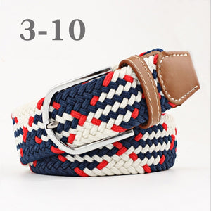 ZLD 60 colors Men Women Casual Knitted pin buckle Belt Woven Canvas Elastic Expandable Braided Stretch Belts Plain Webbing strap