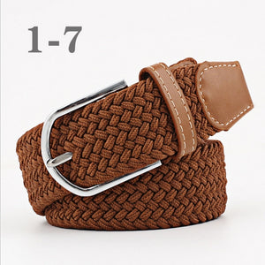 ZLD 60 colors Men Women Casual Knitted pin buckle Belt Woven Canvas Elastic Expandable Braided Stretch Belts Plain Webbing strap