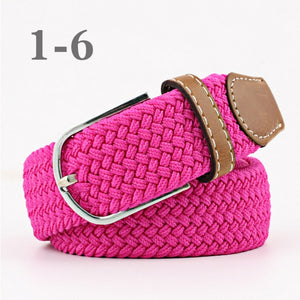 ZLD 60 colors Men Women Casual Knitted pin buckle Belt Woven Canvas Elastic Expandable Braided Stretch Belts Plain Webbing strap