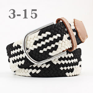 ZLD 60 colors Men Women Casual Knitted pin buckle Belt Woven Canvas Elastic Expandable Braided Stretch Belts Plain Webbing strap