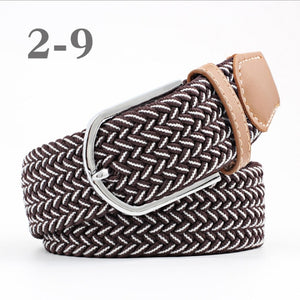 ZLD 60 colors Men Women Casual Knitted pin buckle Belt Woven Canvas Elastic Expandable Braided Stretch Belts Plain Webbing strap