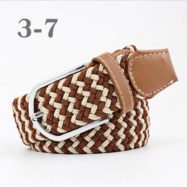ZLD 60 colors Men Women Casual Knitted pin buckle Belt Woven Canvas Elastic Expandable Braided Stretch Belts Plain Webbing strap