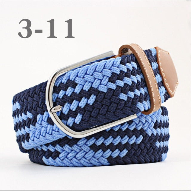 ZLD 60 colors Men Women Casual Knitted pin buckle Belt Woven Canvas Elastic Expandable Braided Stretch Belts Plain Webbing strap