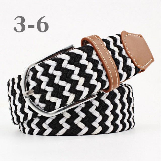 ZLD 60 colors Men Women Casual Knitted pin buckle Belt Woven Canvas Elastic Expandable Braided Stretch Belts Plain Webbing strap