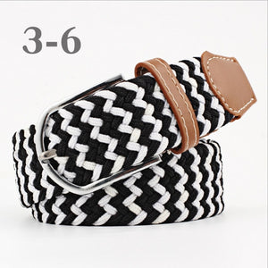 ZLD 60 colors Men Women Casual Knitted pin buckle Belt Woven Canvas Elastic Expandable Braided Stretch Belts Plain Webbing strap