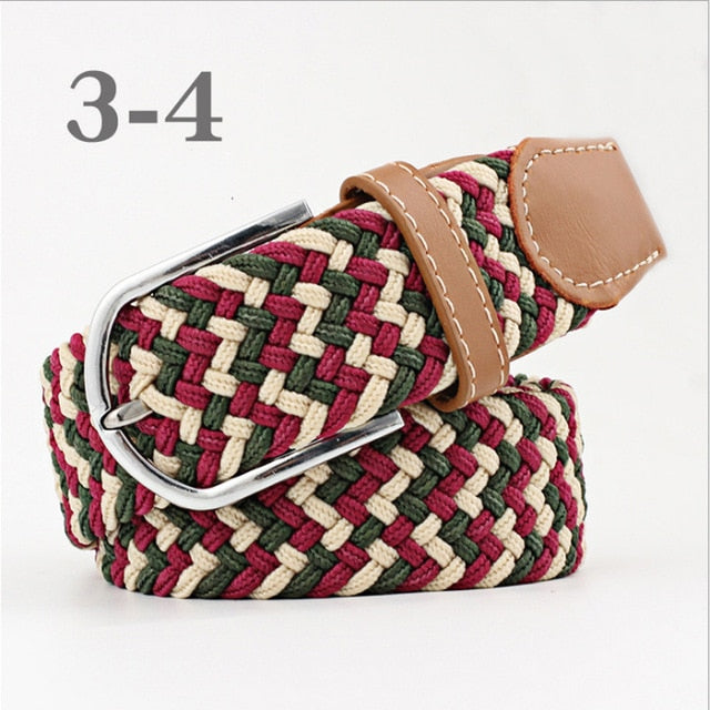 ZLD 60 colors Men Women Casual Knitted pin buckle Belt Woven Canvas Elastic Expandable Braided Stretch Belts Plain Webbing strap