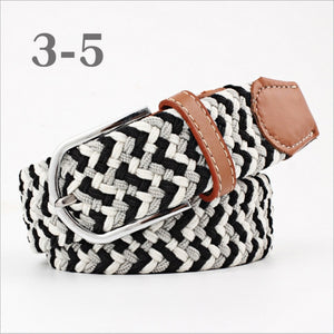ZLD 60 colors Men Women Casual Knitted pin buckle Belt Woven Canvas Elastic Expandable Braided Stretch Belts Plain Webbing strap